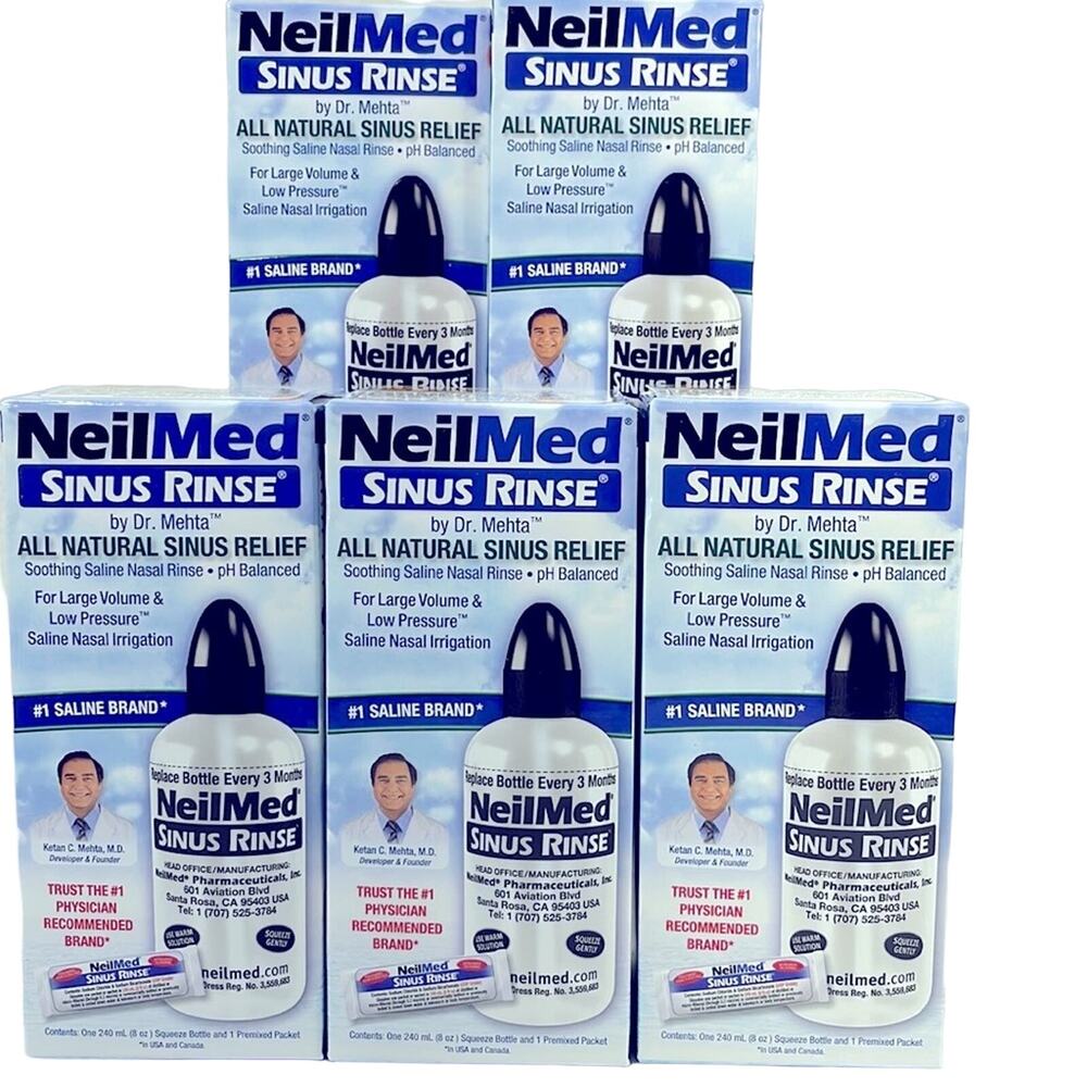 NeilMed SALE All Natural Sinus Rinse Lot of 5 Exp 6/ 2027+ Great for Travel a…